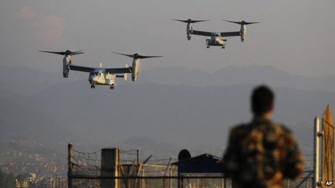US marines and planes arrive in Kathmandu to 