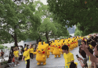 Mesmerizing march by Pokemon Pikachus