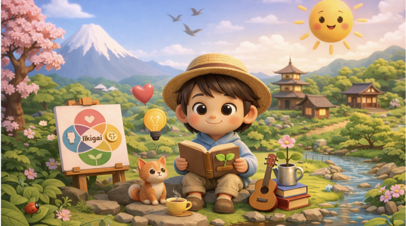 Ikigai-inspired 3D illustration of purpose and mindful living