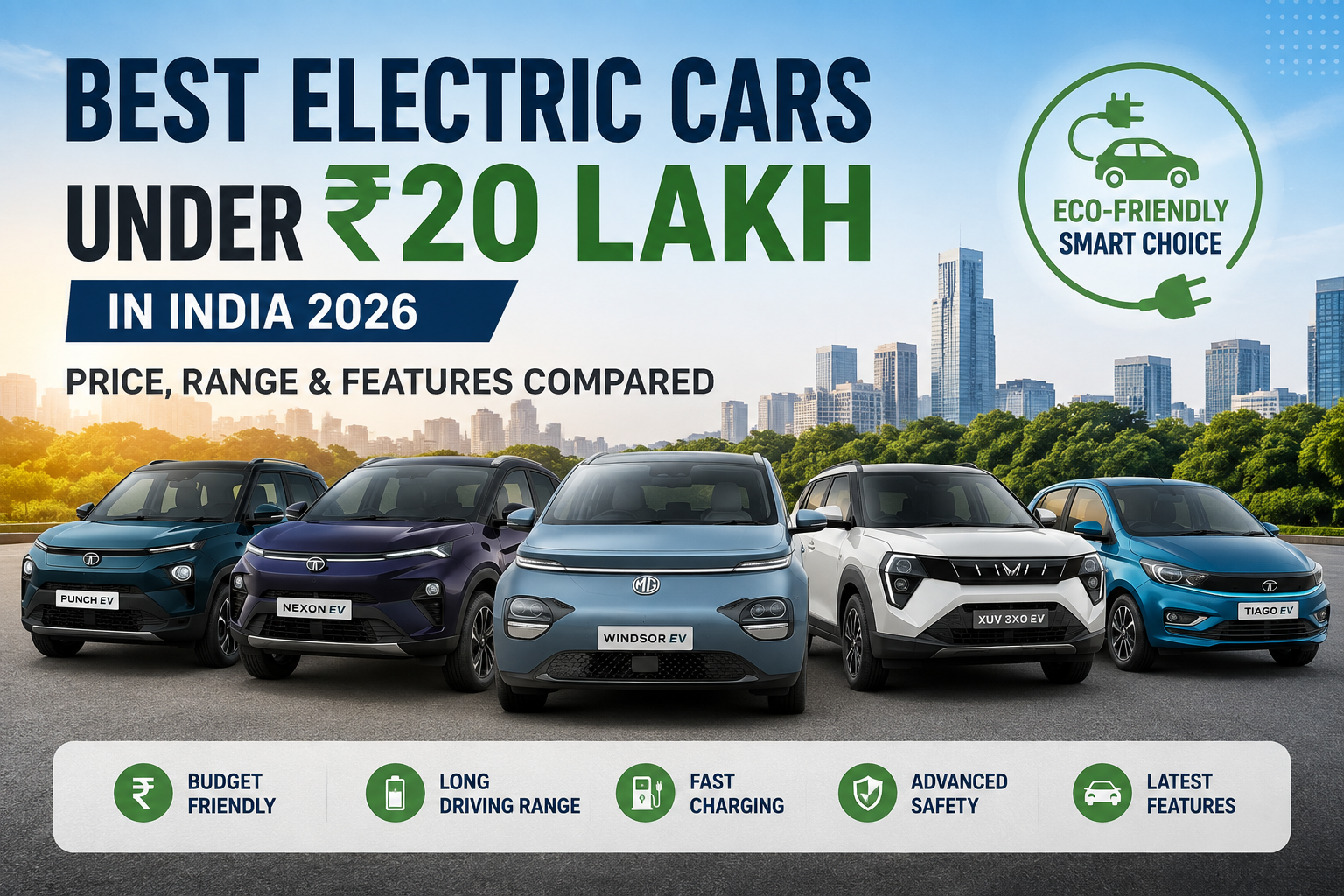 Best Electric Cars Under ₹20 Lakh in India 2026: Price, Range & Features