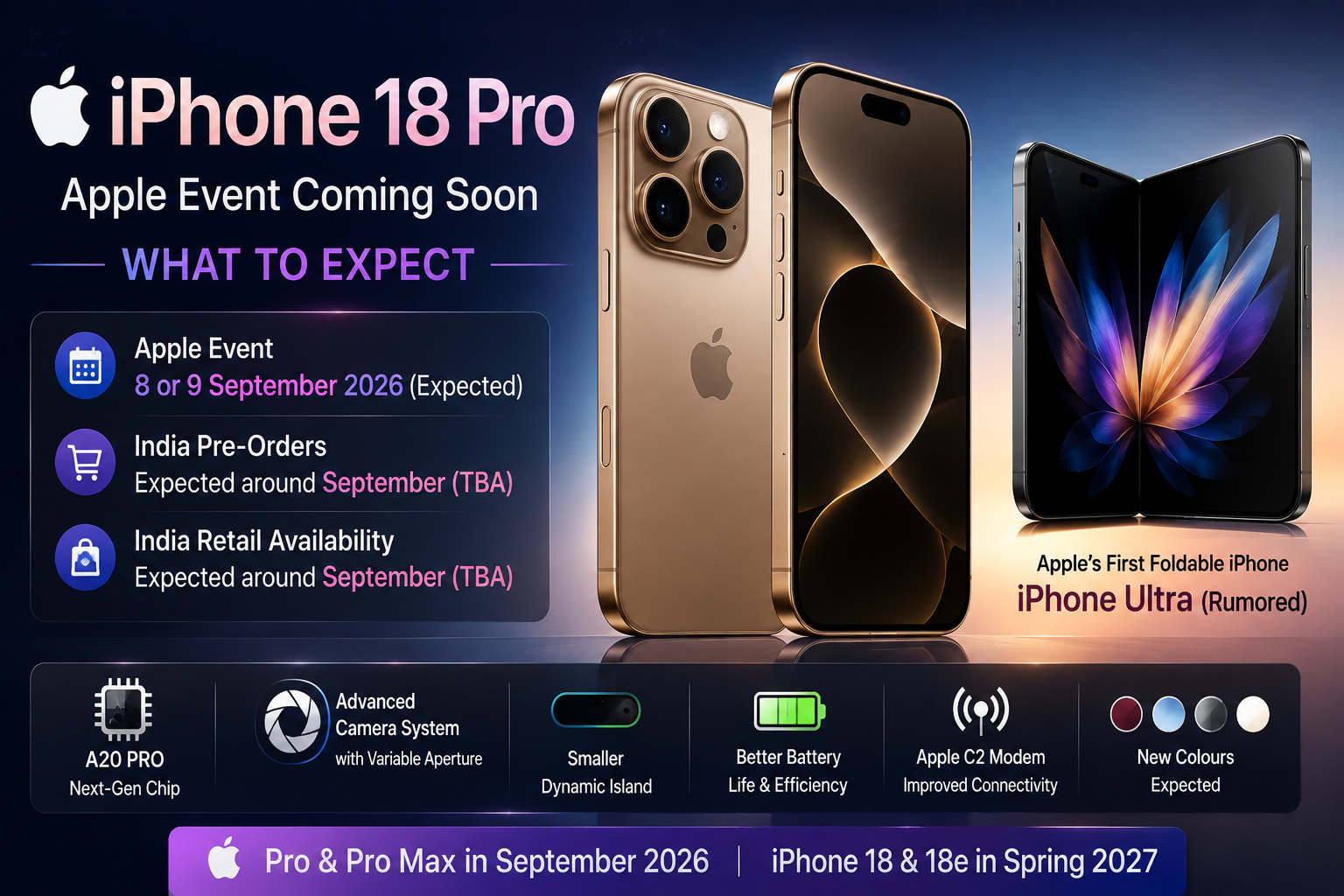 iPhone 18 Pro Launch Date 2026: India Price, Features & Apple Event